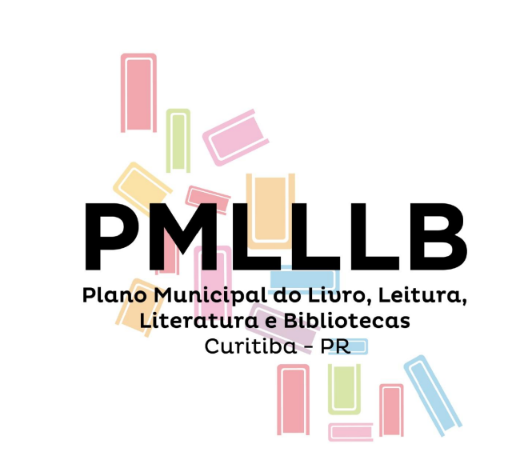 Logotipo do PMLLLB: Plano Municipal do Livro, Leitura, Literatura e Bibliotecas, Curitiba, PR